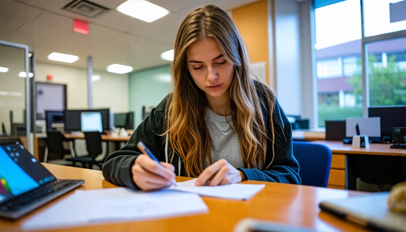 A student submits a sick note to the university accommodation office.